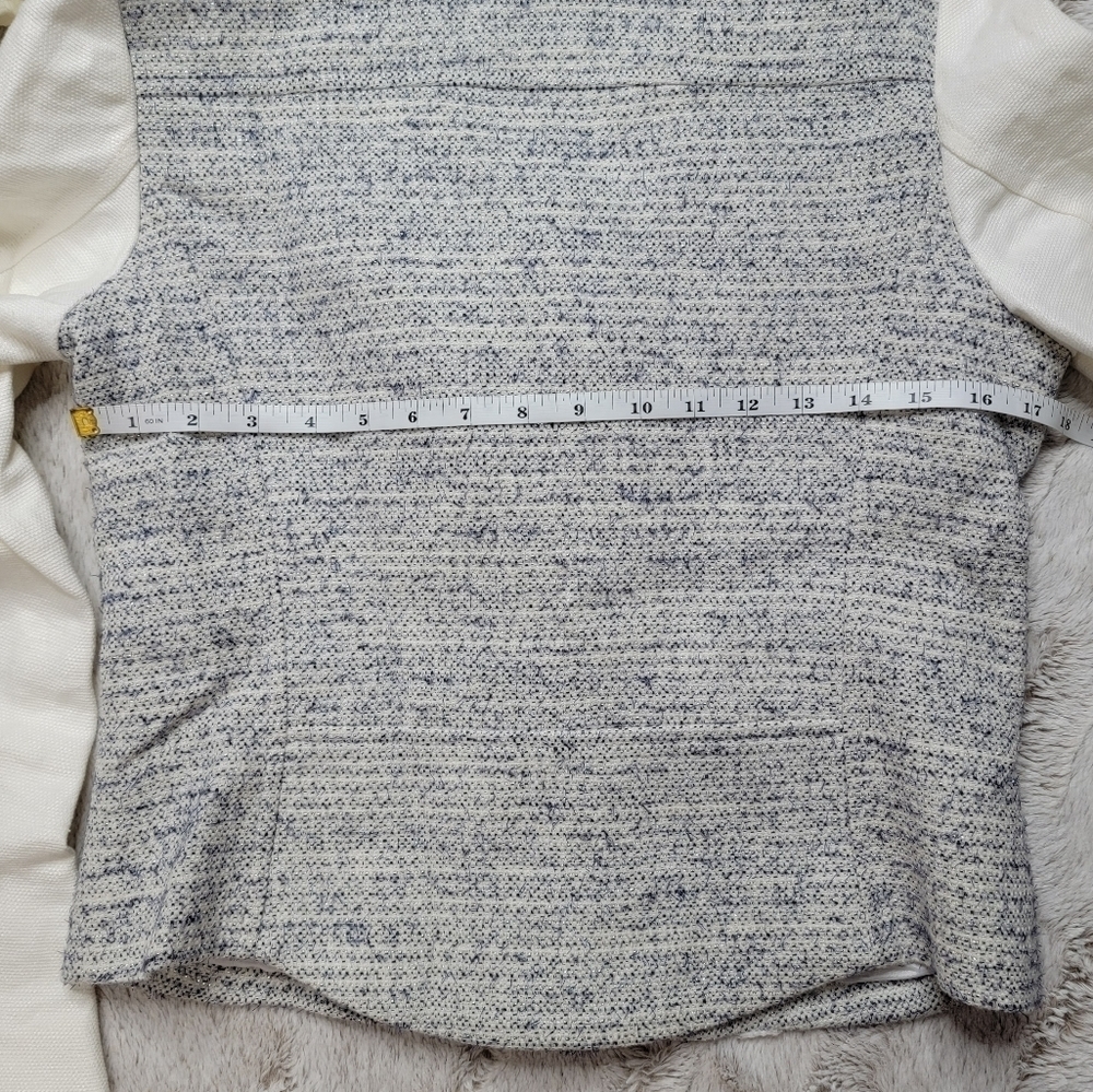 Sandro Paris‎ Vernis Tweed Moto Jacket Blue White Gray Size 38 - Picture 12 of 14